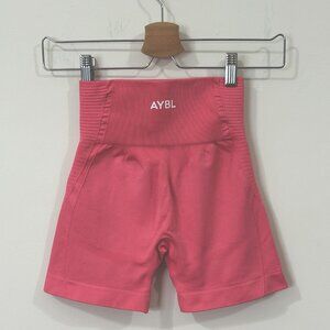 AYBL Womens XS Pink Scrunch Shorts Engineered Knit Enhanced Glute Contour Gym